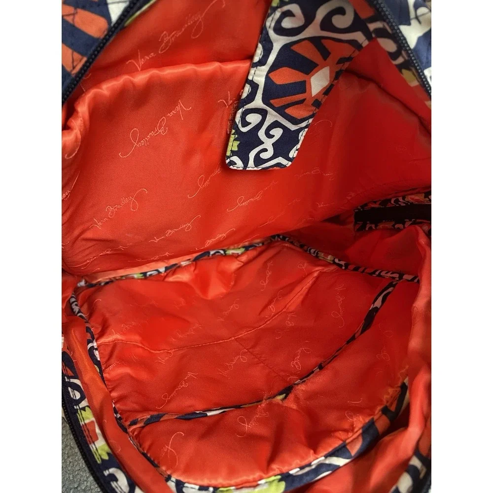 Vera Bradley Quilted Backpack Filigree Cotton Orange White School Travel